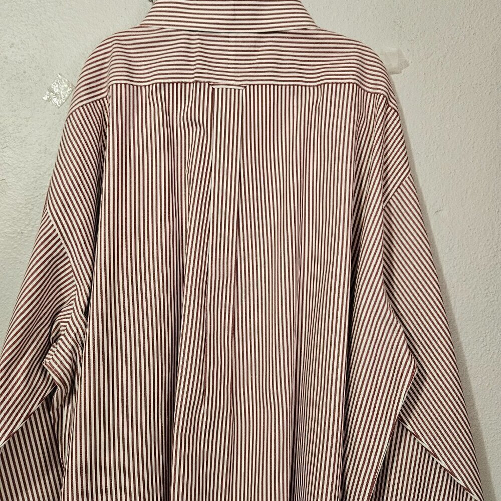 Roundtree & York Gold Label Non Iron Red Striped Button Down Shirt Size 19/38 T - Picture 2 of 7